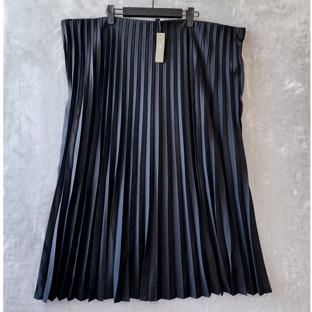 J.Crew Pleated Skirt Womens Size 3X Black Satin Accordion Gwyneth Slip NWT